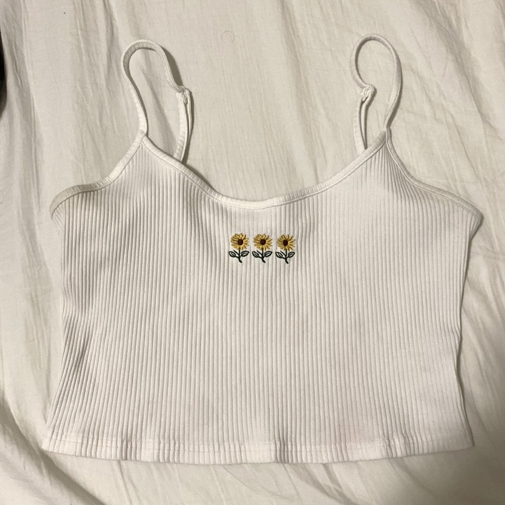 white sunflower tanktop - shein, size L